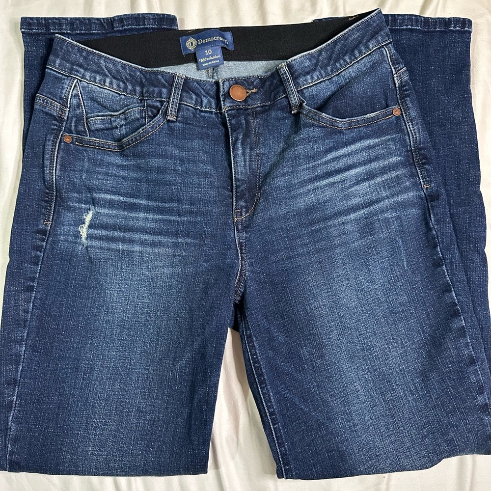 Democracy “ab” solution blue distressed denim girlfriend jeans